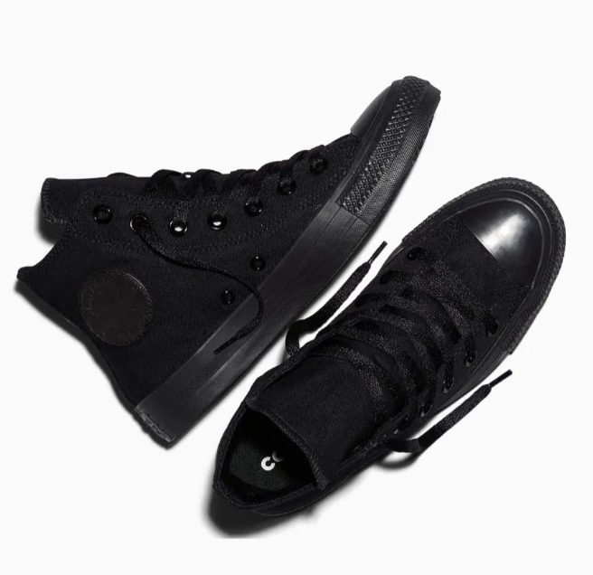 Tenis Converse Chuck Taylor All Star Negros Monocromáticos en Bota de Lona Unisex