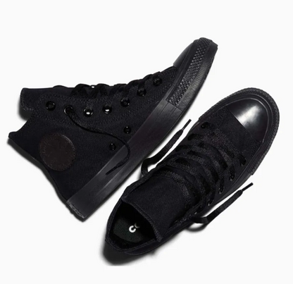 Tenis Converse Chuck Taylor All Star Negros Monocromáticos en Bota de Lona Unisex