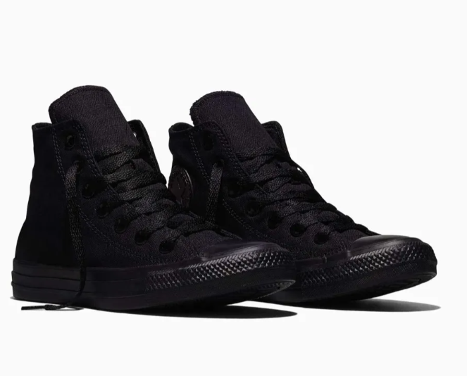 Tenis Converse Chuck Taylor All Star Negros Monocromáticos en Bota de Lona Unisex
