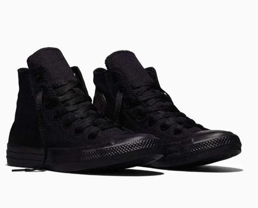 Tenis Converse Chuck Taylor All Star Negros Monocromáticos en Bota de Lona Unisex